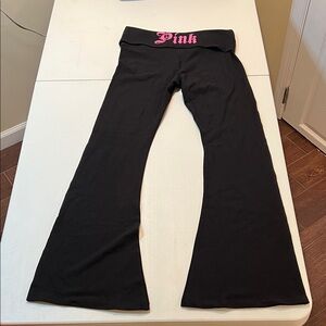 Pink / Victoria’s Secret Black Flared Foldover Yoga Pants Size S/P short NWT